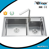 Foshan populaire Inox fait à la main Unique deux bols évier de cuisine Gourmet robinets d'eau ensemble d'évier de cuisine