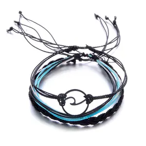 New style popular wax rope woven bracelet beach surf bracelet men and women accessories