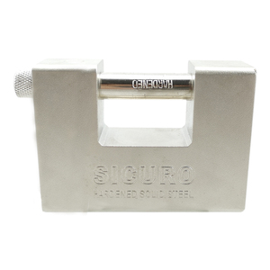 Lucchetto Rettangolare in Acciaio da 74mm Resistente per Magazzino con Catena Argento - Product Image 6