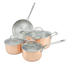 7 unids Tri-capas de cobre profesional de acero inoxidable utensilios de cocina olla de Pan cazuela - Product Image 2