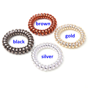 100 pièces/lot, élastique à cheveux en métal punk <span class=keywords><strong>de</strong></span> haute qualité, <span class=keywords><strong>fil</strong></span> téléphonique enroulé, élastique à cheveux <span class=keywords><strong>de</strong></span> 5 cm, bandeau pour cheveux, porte-queue <span class=keywords><strong>de</strong></span> cheval, <span class=keywords><strong>bracelet</strong></span> - Product Image 2