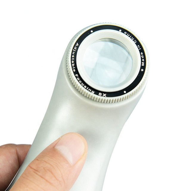 MG13100 8X Adjustable Focusing Magnifier with Light , Handheld Reading Magnifying Glass