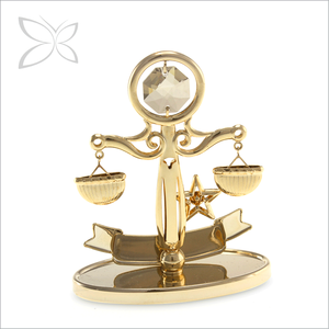Crystocraft Figurine Plaqué Or Balance Horoscope Zodiaque Art Populaire Européen Cristaux Gravés au Laser Taille Brillante Décoration Maison - Product Image 3