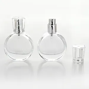 Botellas de perfume de cristal redondas para mujer, diseño transparente, 20ml/25ml, en Dubái
