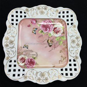 Assiette carrée en <span class=keywords><strong>porcelaine</strong></span> fine royale creuse en céramique avec décor floral - Product Image 2
