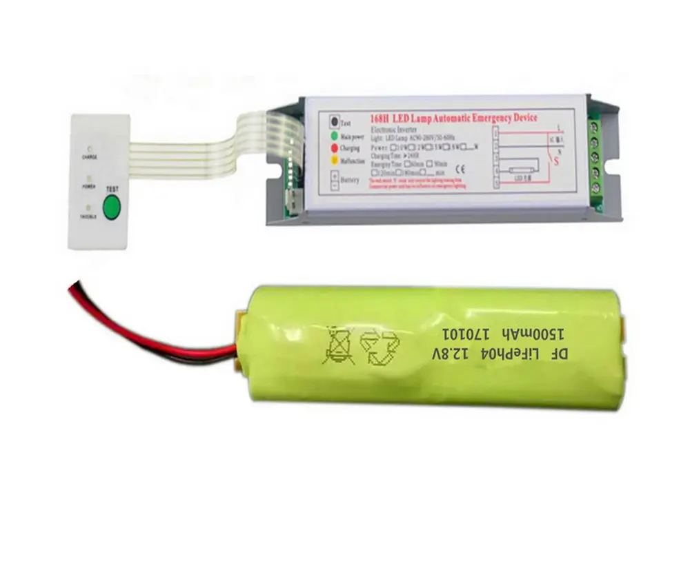 Kit de energía de emergencia con luz led, paquete de baterías LiFePO4 para tubo T8 18w90min, certificado CE TUV