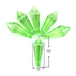 Colgante de cristal verde claro para charms, 38mm, 100 unidades, Araña, Arte Creativo, bricolaje