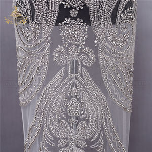 闪闪发光的水晶石串珠长婚纱礼服水钻贴花补丁 - Product Image 2