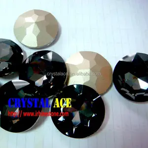 Big size black diamond glass stone, concave cabochon colored glass stone