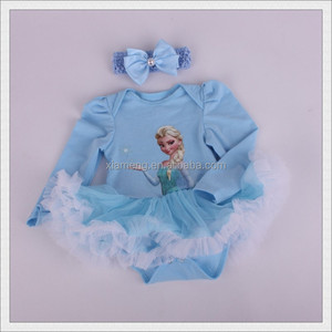 2016 summer blue print baby jumpsuit baby frozen girl rompers/<span class=keywords><strong>Elsa</strong></span> and <span class=keywords><strong>Anna</strong></span> - Product Image 2