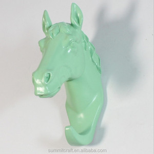 polyresin cavallo colorato lucido testa del gancio a parete decoartion - Product Image 1