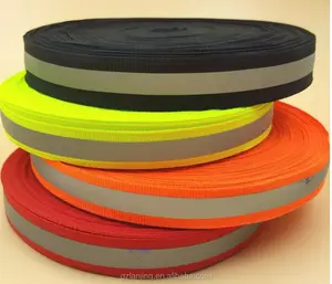 Orange/green color 1''wide reflective tape webbing for pet