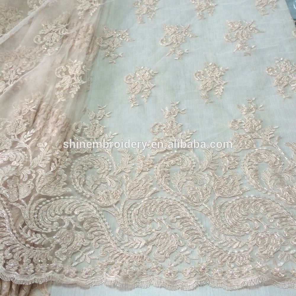 Высококачественная ткань для вечерних платьев, новейшая Тюлевая кружевная ткань с вышивкой ручной работы и блестками для платья или невесты