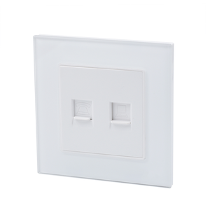 Smartdust Blanc Verre Trempé <span class=keywords><strong>Double</strong></span> RJ11 Téléphone RJ45 LAN <span class=keywords><strong>Prise</strong></span> Ordinateur - Product Image 2