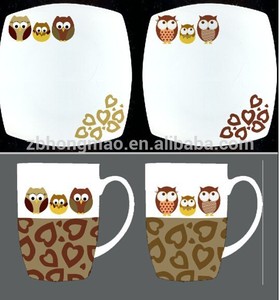 Búho impreso de la plata y taza para la promoción y <span class=keywords><strong>Gifi</strong></span> / taza y placa de serie - Product Image 1