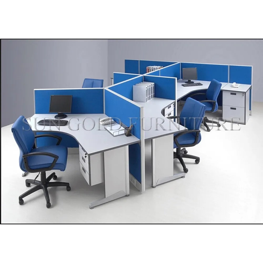 Estação de trabalho moderna forma s 6 pessoas mesa de escritório (SZ-WS546)