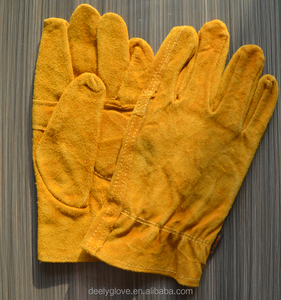 Brown leather cowhide leather <span class=keywords><strong>color</strong></span> match's Working gloves Safety with full cotton lining - Product Image 3