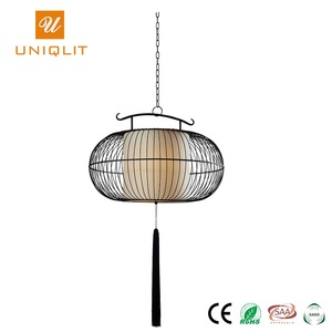 Solo colgante Simple Hotel moderno hierro negro mate tela colgante Luz - Product Image 1