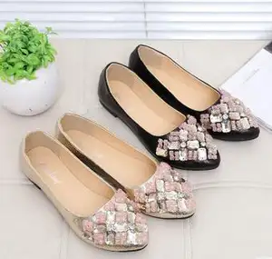 新设计韩国 asakuchi 水钻优雅的精细工艺女士平休闲鞋