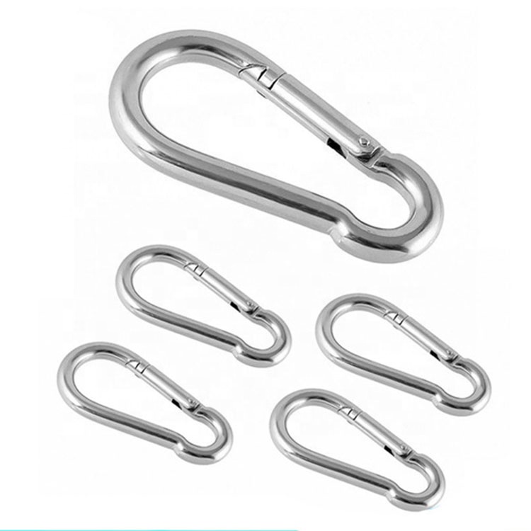 BT-245 Bulk Steel Carabiner Chrome Silver Carabiner Clip Galvanized 6mm x 60mm Zinc Spring Clips Plated Snap Hook