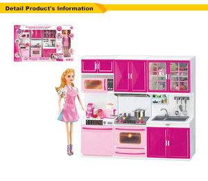 Meubles de poupée en plastique avec musique et lumière, jouet de cuisine pour enfants, ensemble de jeu d'extérieur - Product Image 3