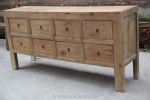 โบราณคลาสสิกธรรมชาติรีเคลมไม้เนื้อแข็งธรรมชาติลิ้นชักตู้ตู้ Sideboard