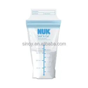 Saco de embalagem impermeável para congelar, saco de armazenamento de leite materno com fechamento duplo