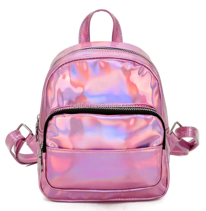 Children's backpack Fashion Cute bag New Holographic Laser PU Backpack Silver School Backpack