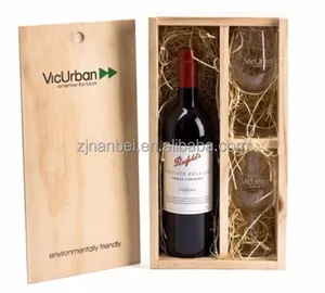 2024 Custom made wooden wine box with glasses