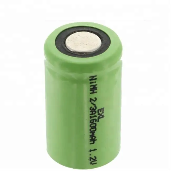 2/3A 1600mAh 1.2V NIMH Rechargeable Flat Top Battery