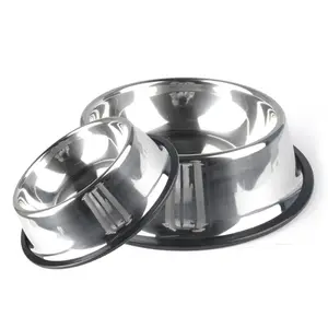 Stainless Steel Dog Food Bowl Pet Drink Water Dish 6 Sizes