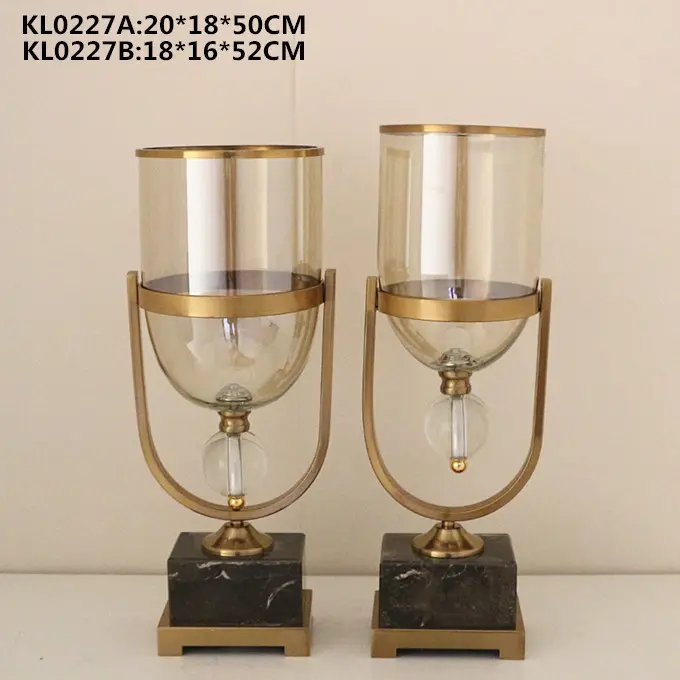 Hoogwaardige bruiloft decoratie stukken glas vaas met marmer base ontwerp