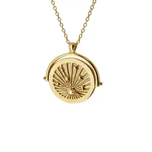 Kalung Koin Perak dan Emas Gemnel 925, Perhiasan Medali, Saturnus Berputar, Terbaru, 2020