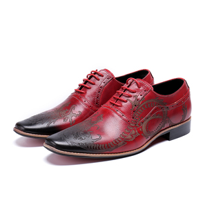 NA087 Chaussures de créateur en cuir pour hommes, chaussures de marque de luxe pour robe de mariée, chaussures de mode pour hommes d'honneur, <span class=keywords><strong>rouge</strong></span>, noir - Product Image 1