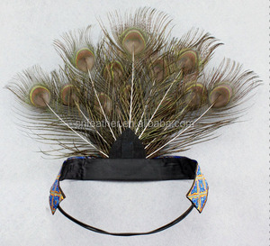 Groothandel Pauw Carnaval veer Originele Indiase hoofdtooi/feather hoofdband/veer haaraccessoires