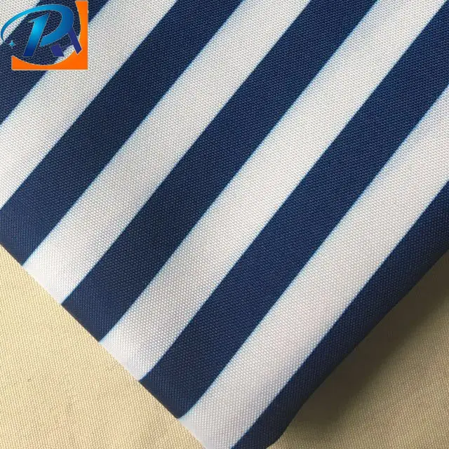 Benang Dicelup Pola dan Bahan Polyester 100% Putih Biru Stripe Outdoor Tenda Kain