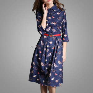 Moda otoño 2016 Primavera de Europa y América 3/4 manga prom del <span class=keywords><strong>vestido</strong></span> de bola y <span class=keywords><strong>vestido</strong></span> de cóctel con cinturón - Product Image 2