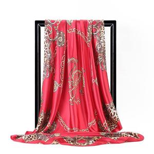 Fashion Silk <strong>Scarves</strong> for Women Leopard Print Satin <strong>Scarf</strong> Female 90cm Square Shawl Bandana for Head <strong>Large</strong> Hijab Scarfs for Ladies - Product Image 3