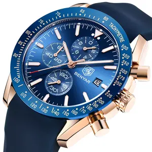 Benyar Horloge 5140 Top Mode Hot Sell Horloges Mannen Pols Luxe Waterdichte Quartz Gouden Horloge Lederen Polshorloges
