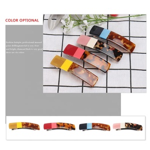 Pinces pour cheveux en acétate et cellule, Barrette rectangulaire classique pour femmes, accessoire de coiffure, à couleur mixte, 1 pièce - Product Image 3