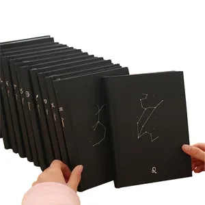 Creative note books-Bloc de notas de astrología de tapa dura, cubierta negra, cuaderno de constelación, planificador, diario de regalo