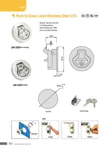 LM-320 316 kelas baja tahan karat pintu perahu kompresi laut Slam Hatch Latch Flush tarik angkat Southco dorong untuk menutup kunci kait