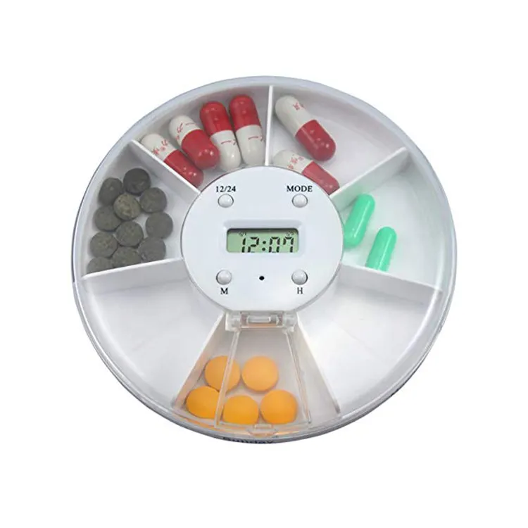 Портативный будильник с 7 отделениями, диспенсер для таблеток, будильник, диспенсер для таблеток, коробка для таблеток, электронное напоминание о медикаментах