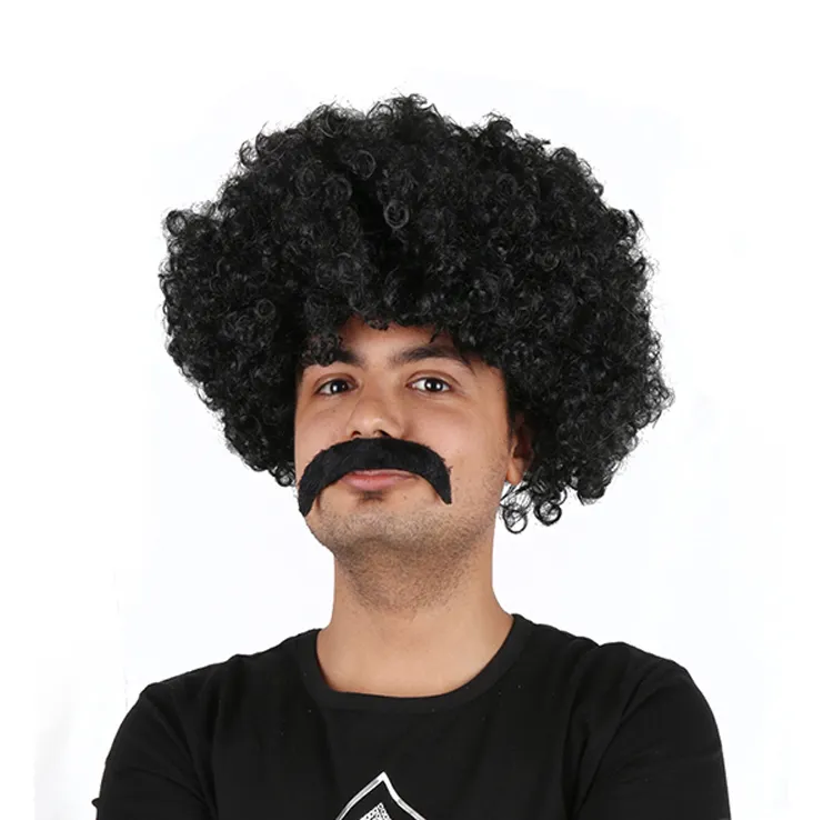 Chegada nova afro crespo peruca fantasia disco funky do palhaço estilo chama resistente cabelo sintético unisex mens 70s cabelo peruca afro para os homens