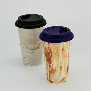 Regalo de <span class=keywords><strong>Navidad</strong></span> alivio diseño único mármol impreso café doble pared taza de viaje de cerámica - Product Image 4