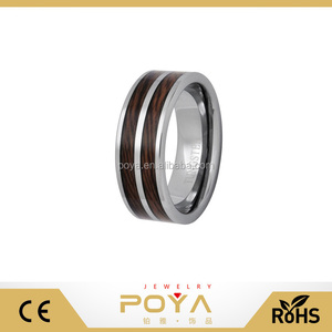 POYA Bandas Joyería de Moda De Tungsteno Joyería Grabado Libre Rose Wood Inlay 8mm Alianzas de Boda Anillo de Compromiso Para Los Hombres de Las Mujeres - Product Image 1