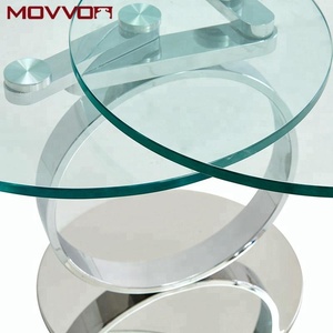 Modern <strong>Swivel</strong> Glass End Side <strong>Table</strong> with Chrome Base Ring Design and Extendable Feature for Home Furniture Living Room - Product Image 4