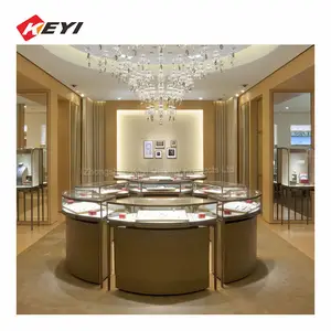 Modern High End Gold Jewelry Shop Interior Display Cabinet design / Showcase Jewellery