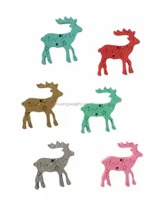 Polyresin mini reindeer with glitter christmas decoration DIY material xmas gifts for home decoration or party