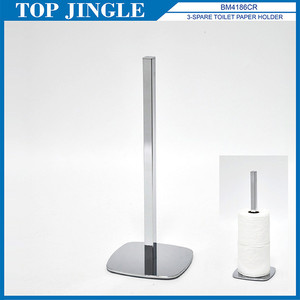 Fancy Square-round Shape Metal Toilet Brush Holder Set - Product Image 5